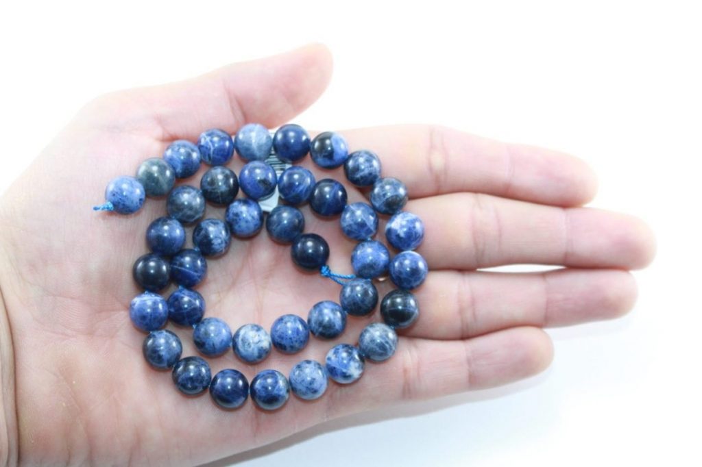 Synthetic Hematite Electroplated Blue 5x8mm Moon Beads - 8 inch strand