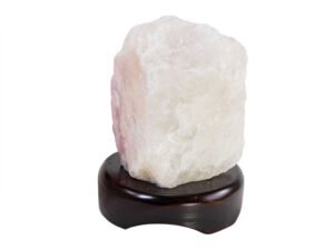 Lampe de quartz avec base en bois