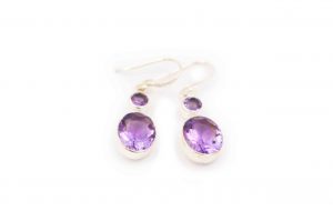 Amethyst “Double Stone” Sterling Silver Earrings
