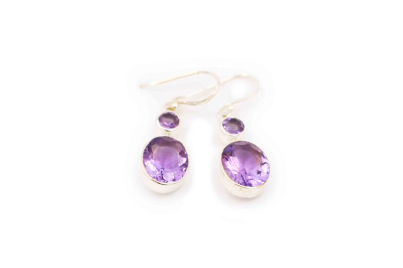 Amethyst "double-stone" earrings silver - Crystal Dreams