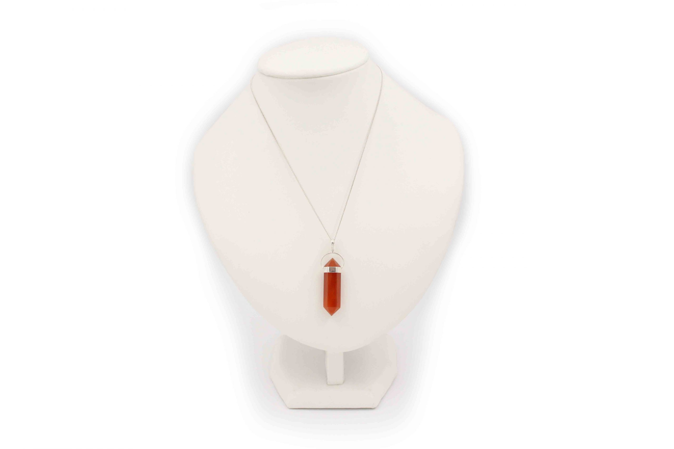 Carnelian Red Agate "Double Point" Pendant Sterling Silver - Crystal Dreams