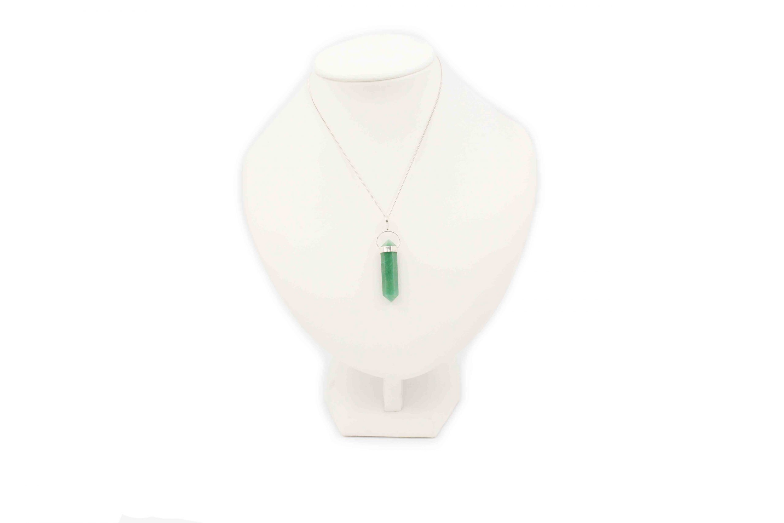 Green Aventurine Twin Point Pendant Sterling Silver- Crystal Dreams