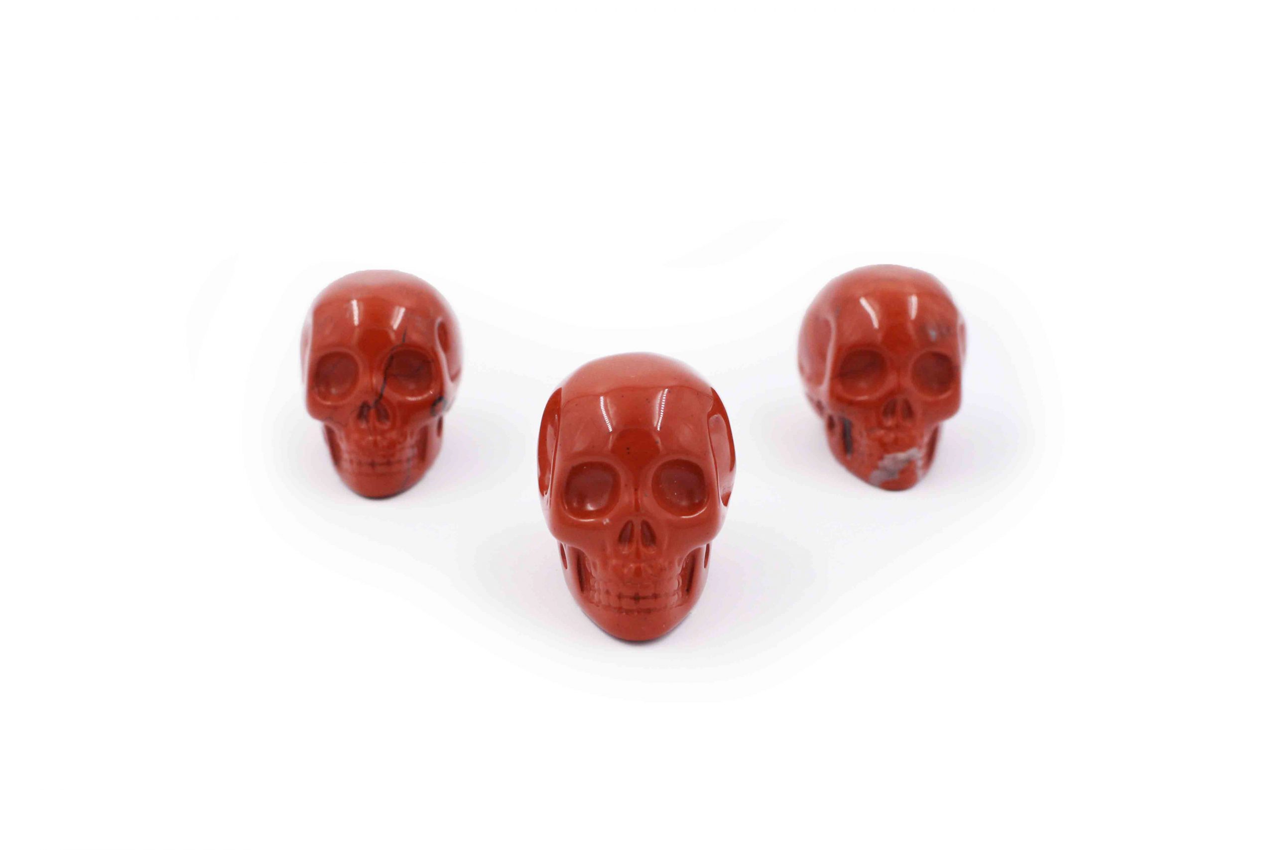 Natural Gemstone Red Jasper carved skull skeleton beads 8mm x2 