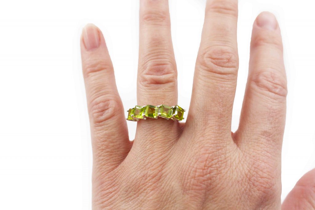 Peridot Squares Sterling Silver Ring