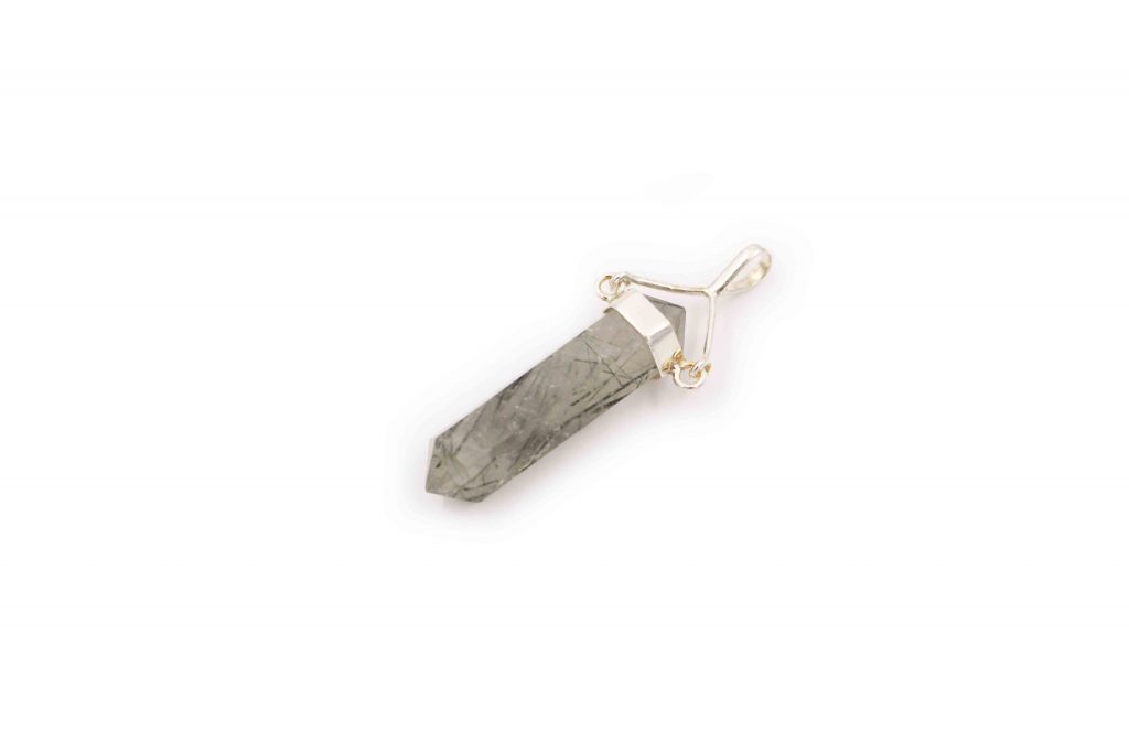 Tourmalinated Quartz "Swivel" Pendant Silver - Crystal Dreams
