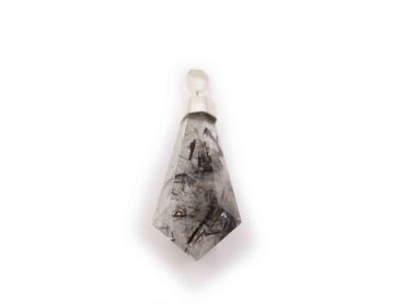 Tourmalinated Quartz "RG" Point Pendant Sterling Silver - Crystal Dreams