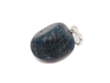 Blue Apatite "Tumbled" Sterling Silver Pendant - Crystal Dreams