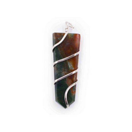 Bloodstone flat spiral pendant from india - Crystal Dreams