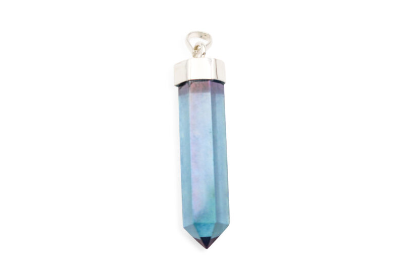 Pendentif aqua aura “pointe” en argent sterling