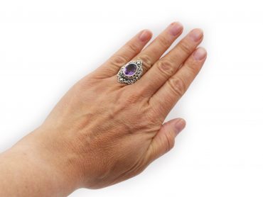 Amethyst Ovoid Ring In Sterling Silver