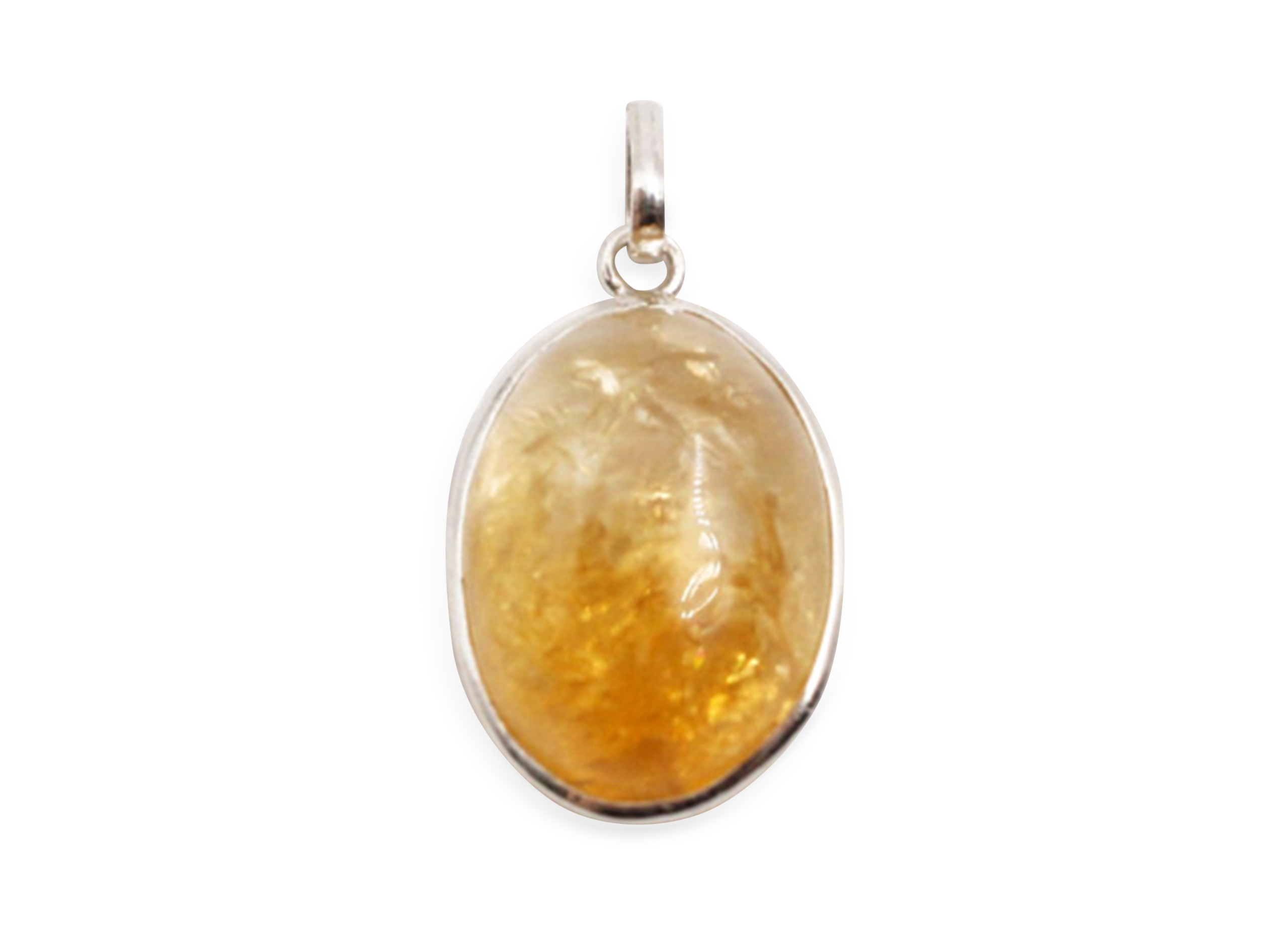 Citrine Oval Cabochon Sterling Silver Pendant - Crystal Dreams