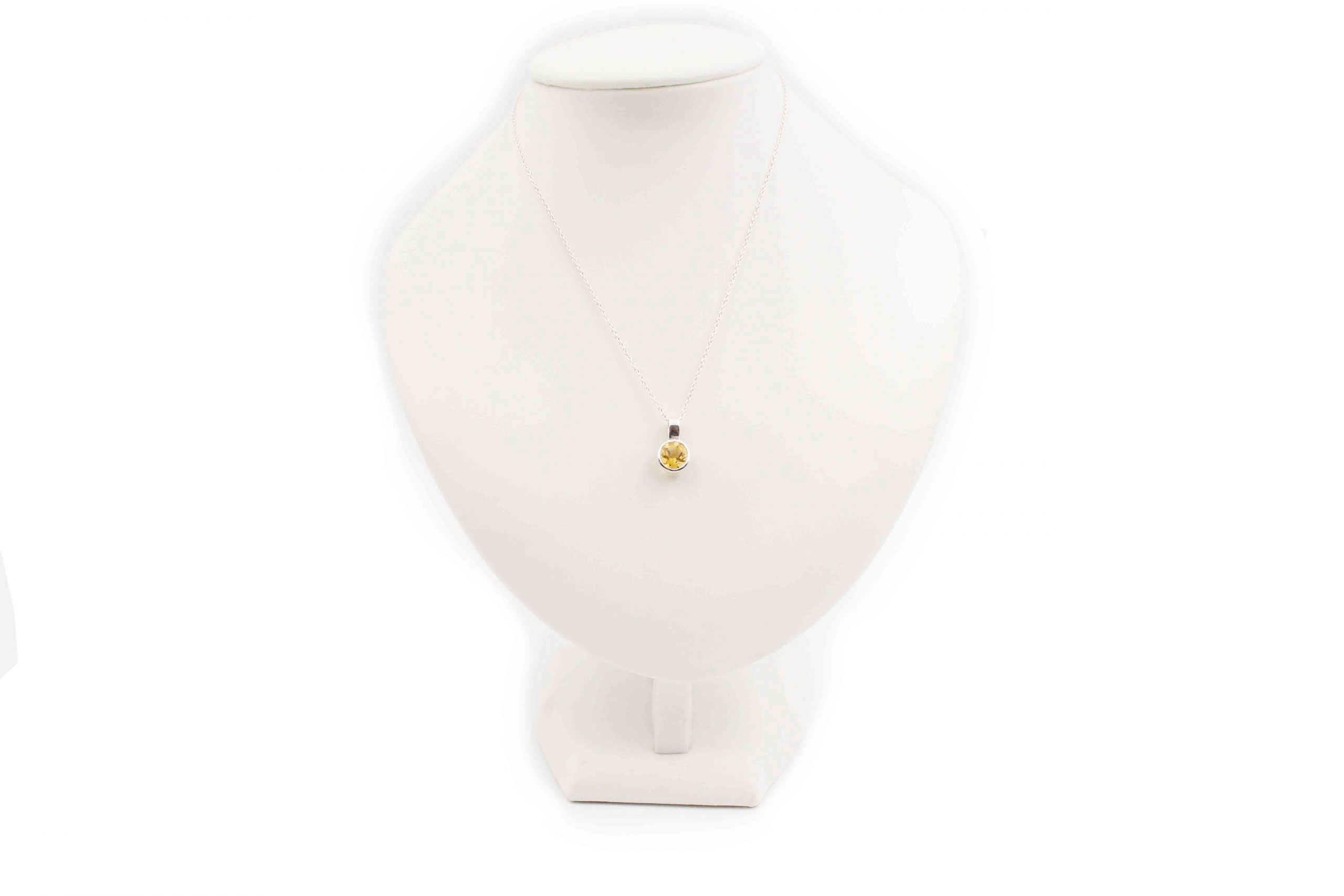Citrine Sterling Silver Round Pendant- Crystal Dreams