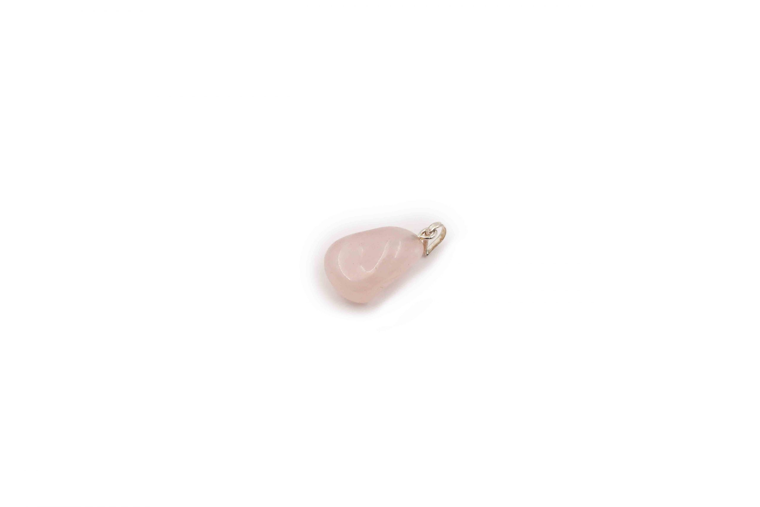 Rose Quartz Tumbled Pendant in Sterling Silver - Crystal Dreams