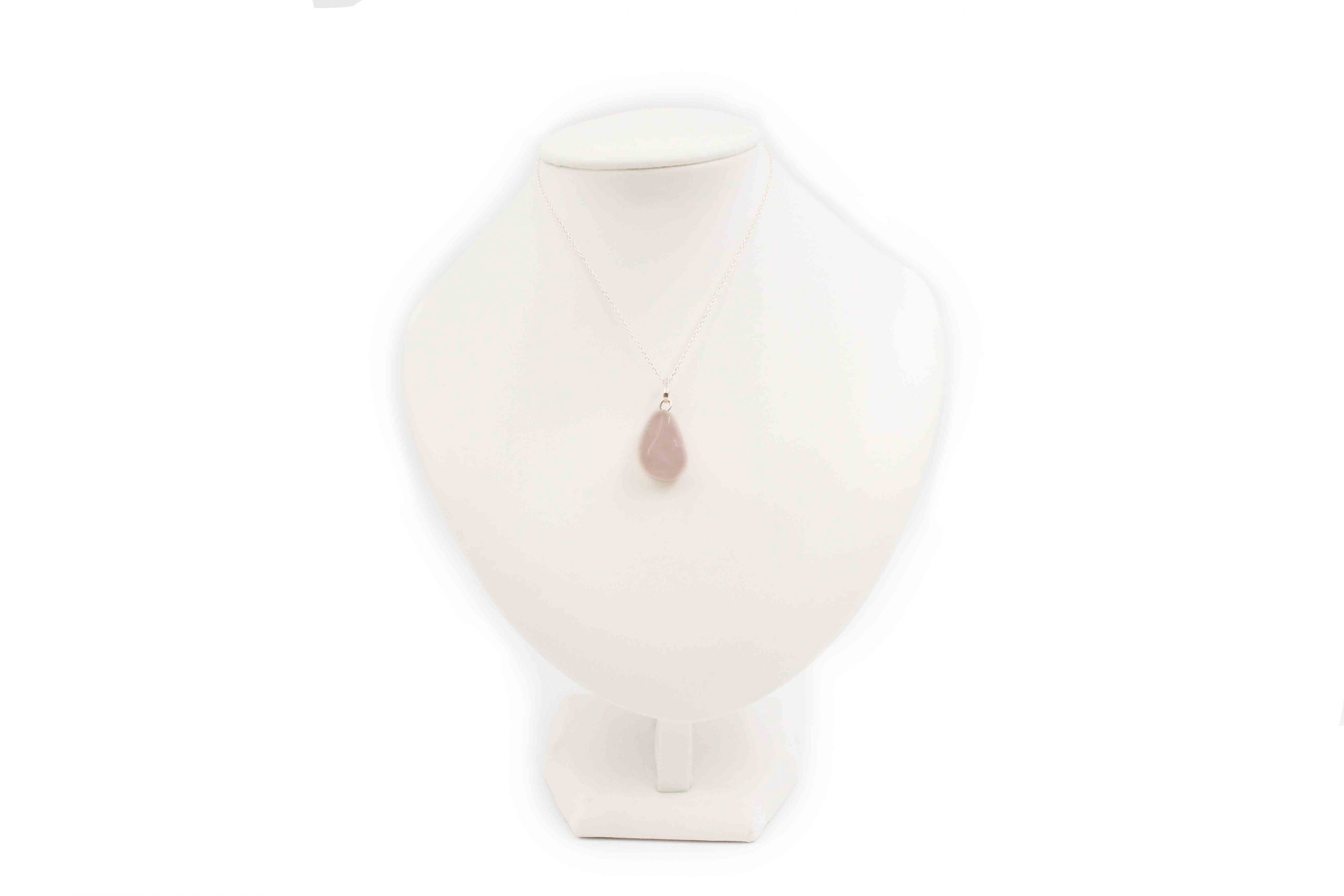 Rose Quartz Tumbled Pendant in Sterling Silver - Crystal Dreams