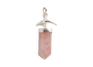 Pendentif quartz rose “dauphin” en argent sterling