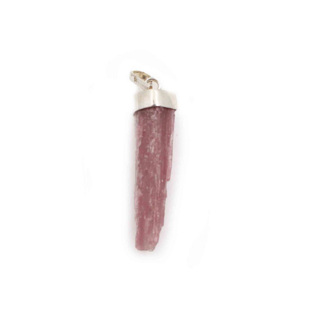 Pink Tourmaline "Rough" Sterling Silver Pendant (L) - Crystal Dreams