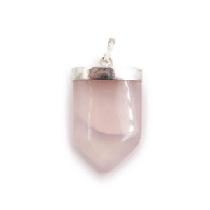 Pendentif quartz rose  ”V”  en argent sterling