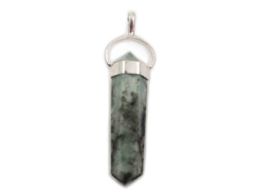 Emerald "Twin Point" Sterling Silver Pendant- Crystal Dreams