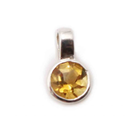 Citrine Sterling Silver Round Pendant- Crystal Dreams