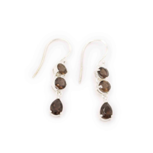 Smoky Quartz “Triple” Sterling Silver Earrings