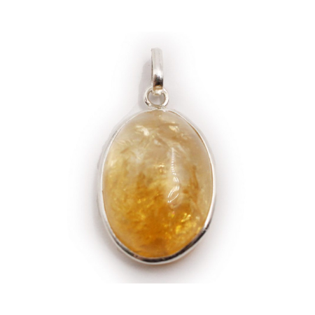 Citrine Oval Cabochon Pendant Sterling Silver - Crystal Dreams