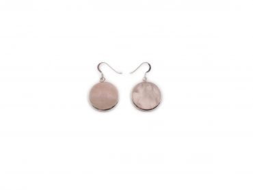 Rose Quartz Circle Cabochon Sterling Silver Earrings - Crystal Dreams