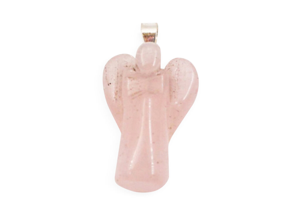 Rose Quartz Angel Sterling Silver Pendant - Crystal Dreams