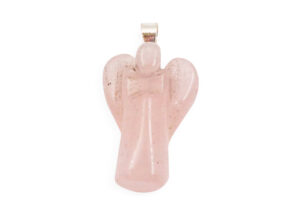 Pendentif ”ange” de quartz rose en argent sterling