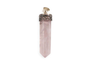 Pendentif de quartz rose en pointe “filligree” en argent sterling