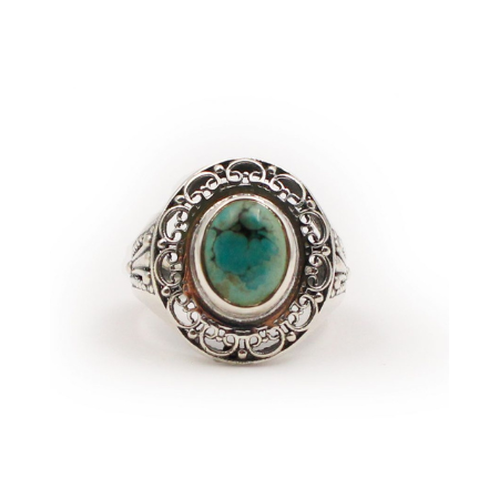Turquoise Contour Sterling Silver Ring - Crystal Dreams World