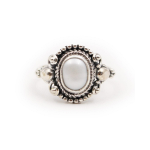 Natural Pearl Cabochon Sterling Silver Ring