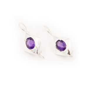Amethyst “Rhombus” Sterling Silver Earrings