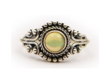Round Opal Sterling Silver Ring