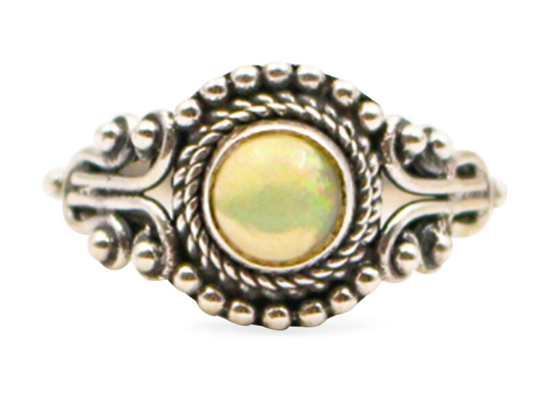 Opal "Round" Sterling Silver Ring - Crystal Dreams