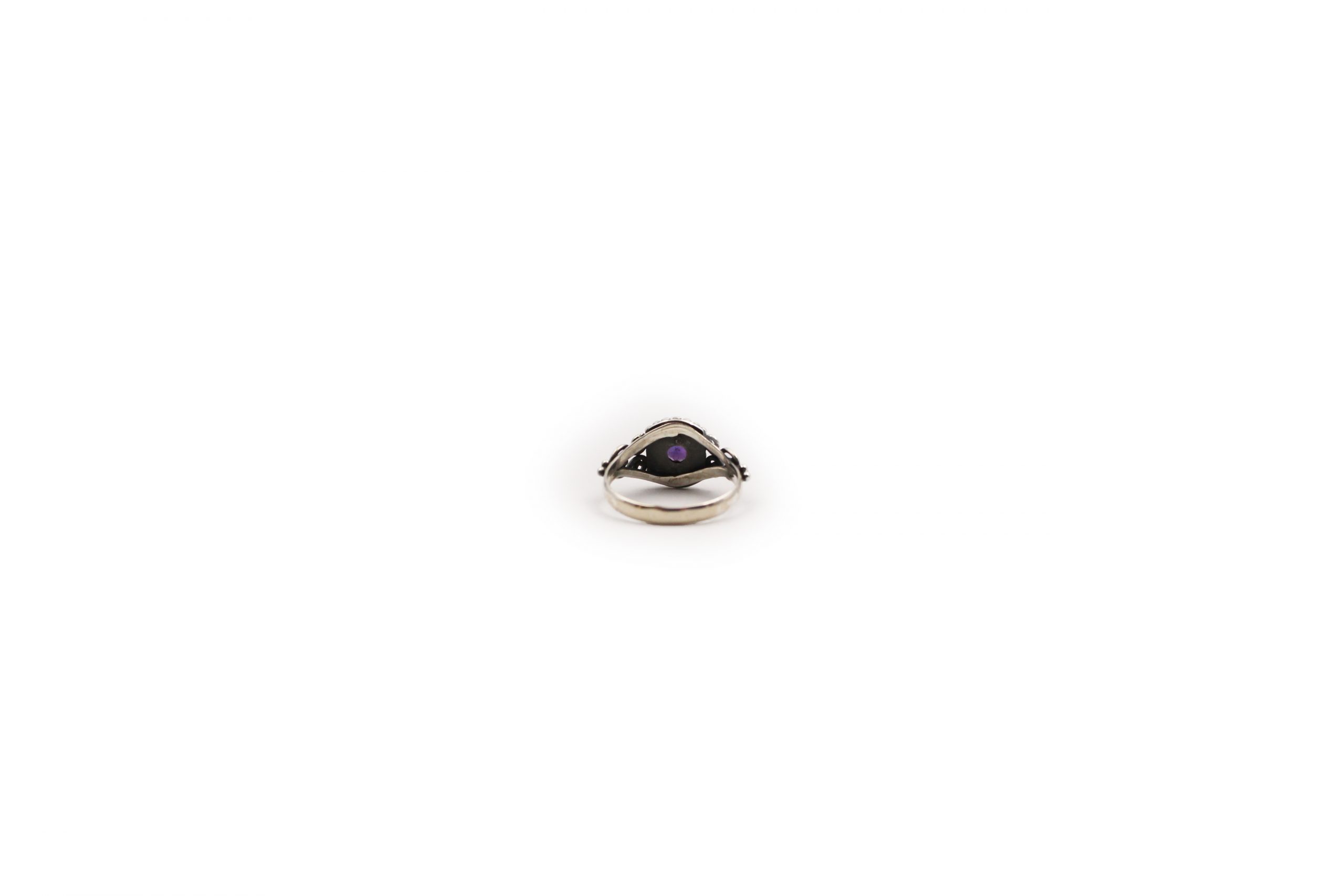 Amethyst Small Dot Sterling Silver Ring - Crystal Dreams