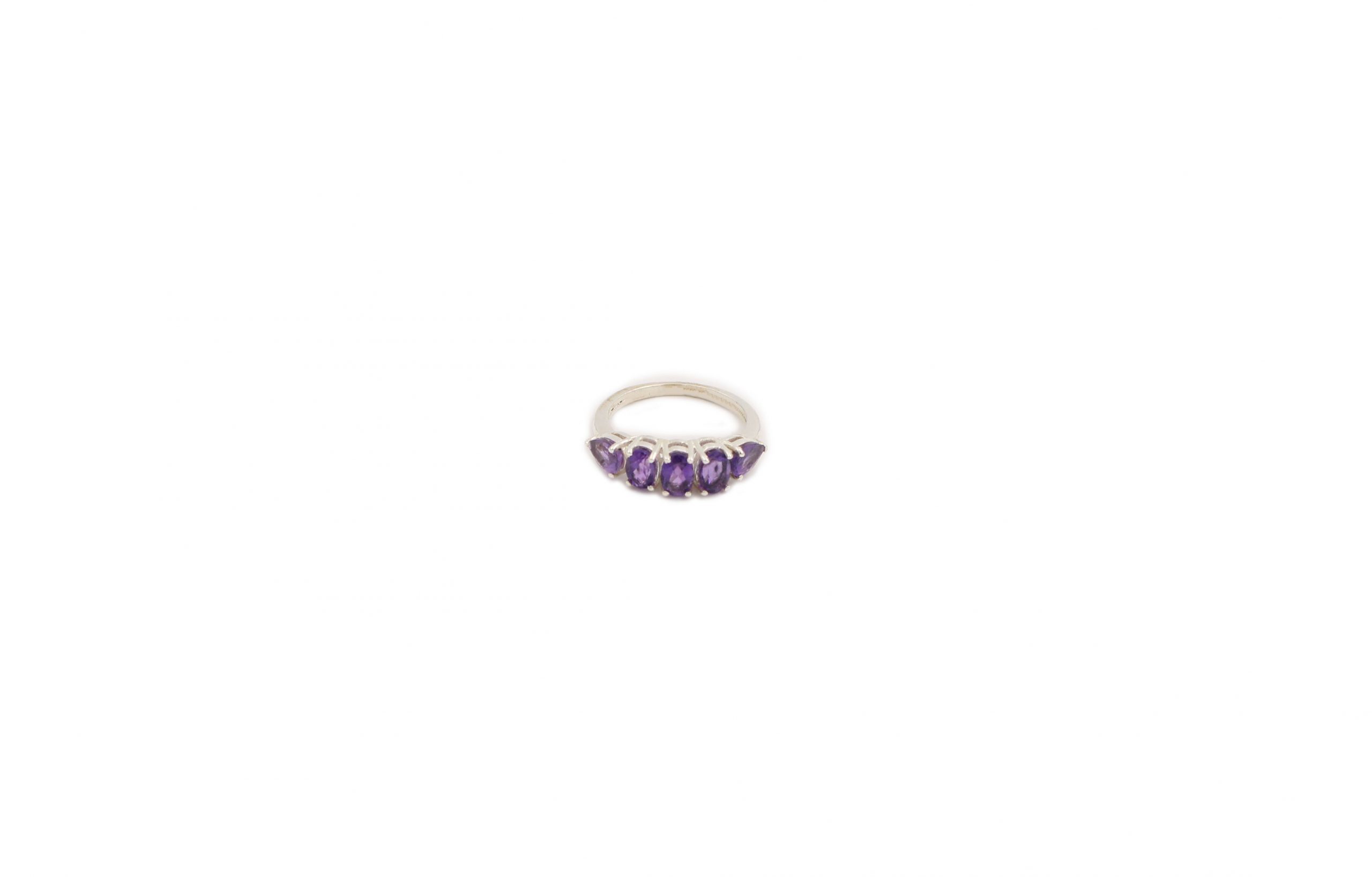 Amethyst Squares Sterling Silver Ring - Crystal Dreams