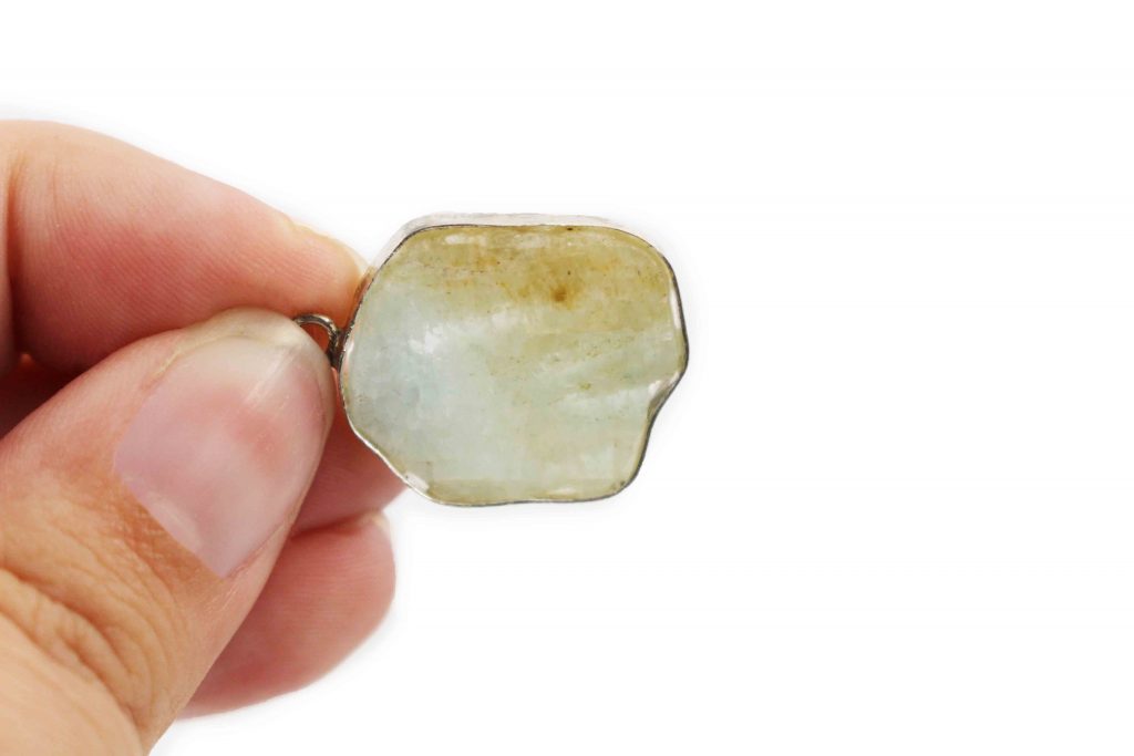 Aquamarine Slice Pendant Sterling Silver