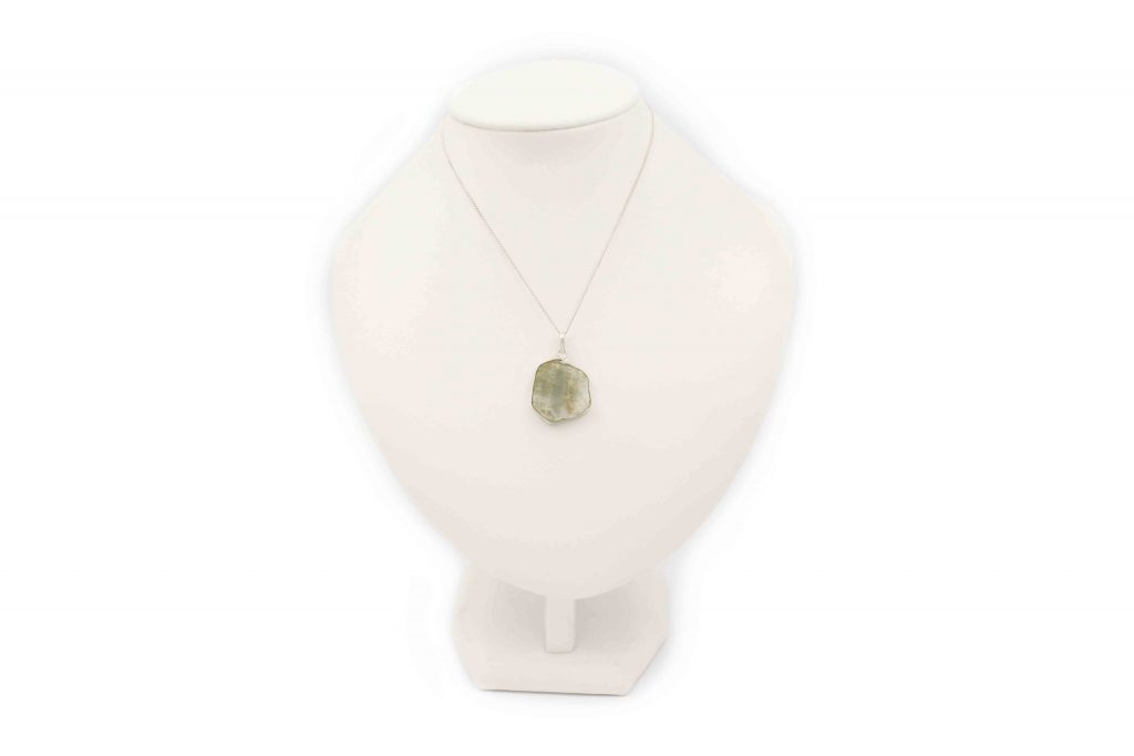 Aquamarine Slice Pendant Sterling Silver
