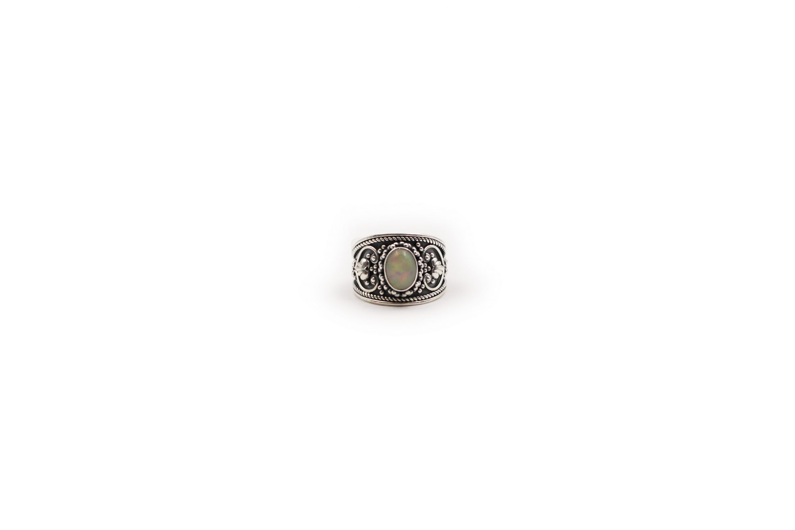 Opal Oval Ring In Sterling Silver