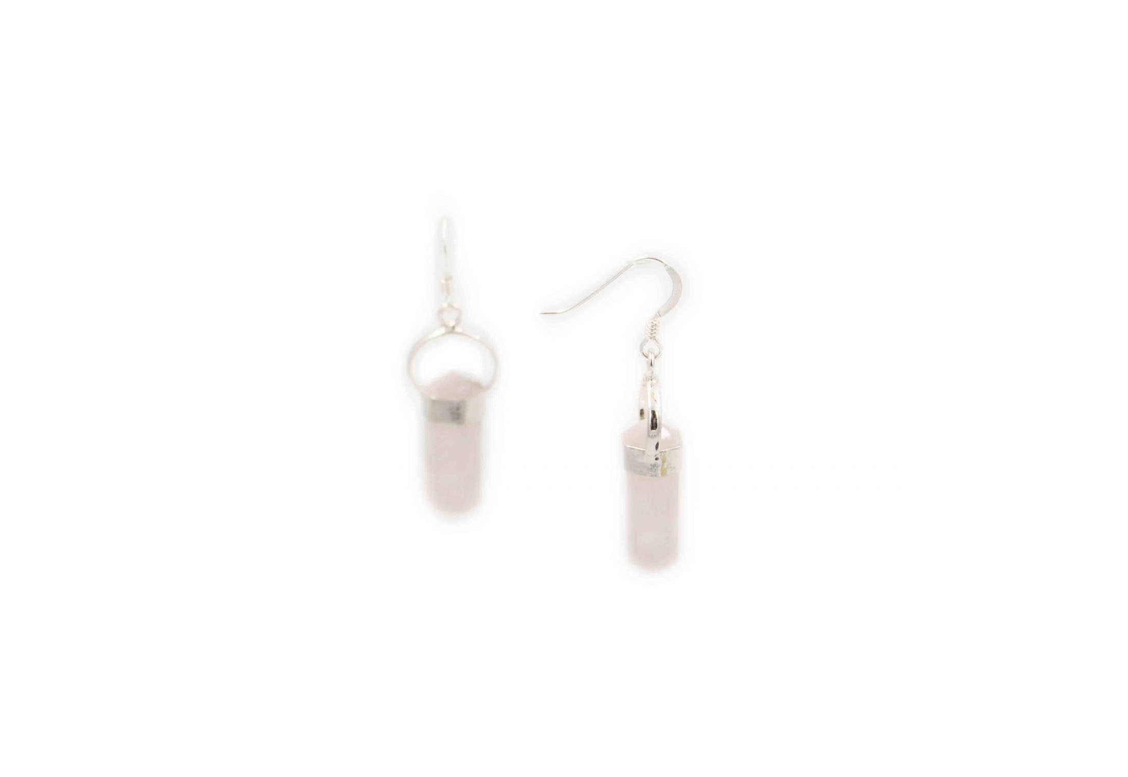 Rose Pink Quartz Double Point Sterling Silver Earrings-Crystal Dreams