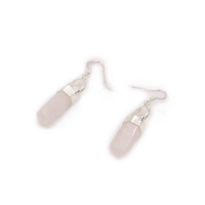 Boucles d’oreilles “point” de quartz rose en argent sterling