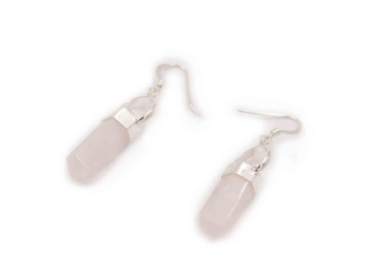 Rose Pink Quartz Double Point Sterling Silver Earrings-Crystal Dreams