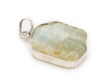 Aquamarine Slice Pendant Sterling Silver- Crystal Dreams