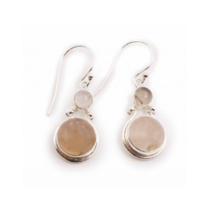 Boucles d’oreilles “double” de quartz rose en argent sterling