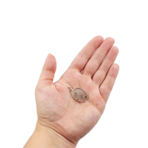 Pendentif en quartz tourmaliné ”cabochon” en argent sterling