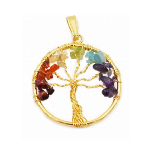 Golden Chakra Tree of Life Pendant