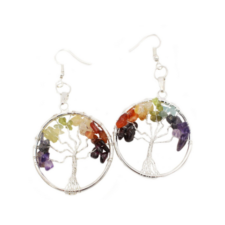 Chakra Tree of life India earrings-Crystal Dreams
