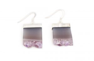 Amethyst “Rough Square” Sterling Silver Earrings