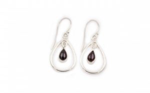 Garnet “Bubble” Sterling Silver Earrings