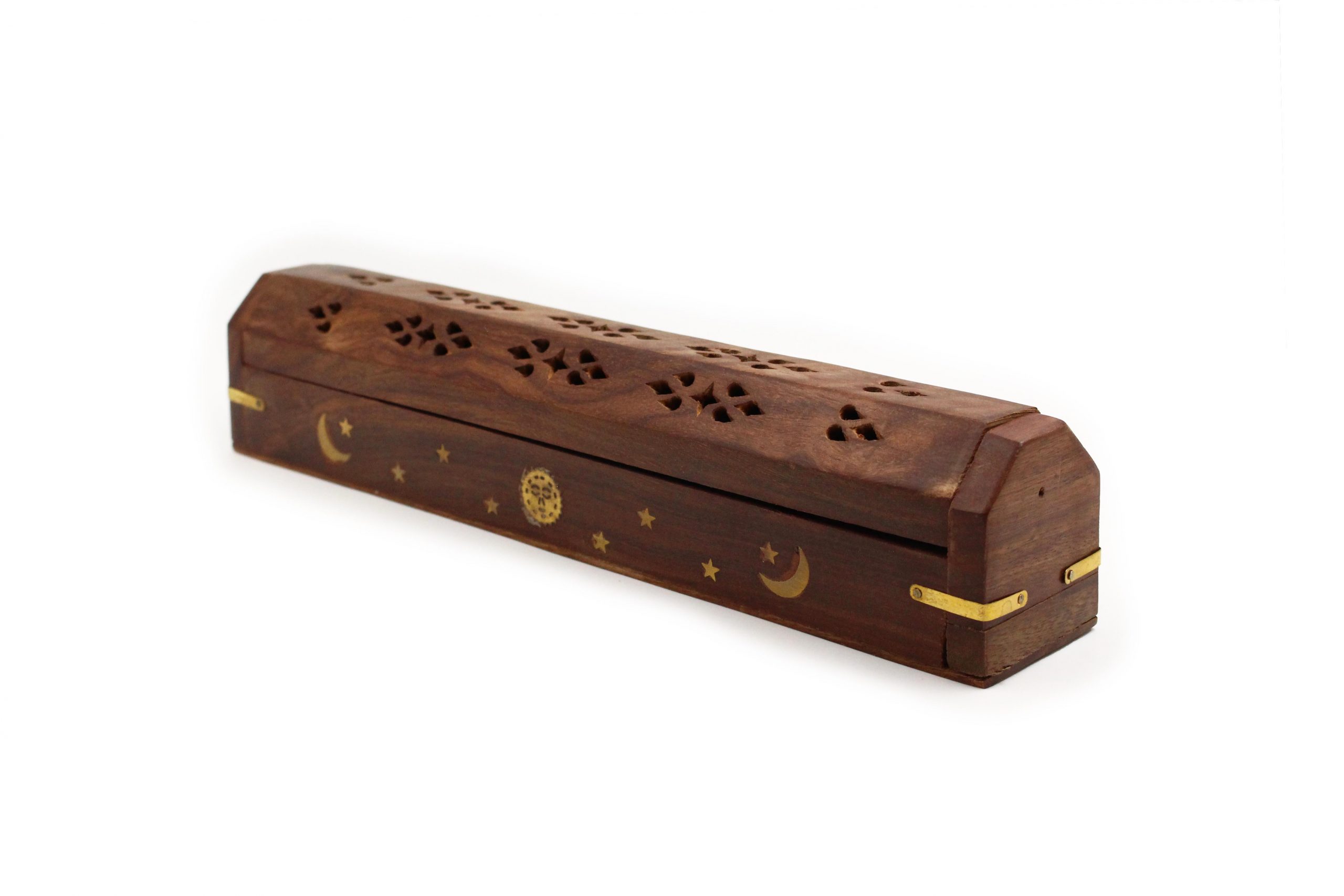 Small Moons & Stars Wood Incense Chest Holder - Crystal Dreams